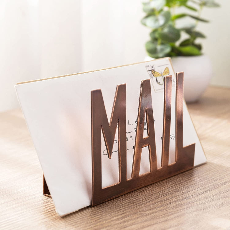 Copper Metal MAIL Cutout Design Letter Holder, Desktop Mail Sorter-MyGift