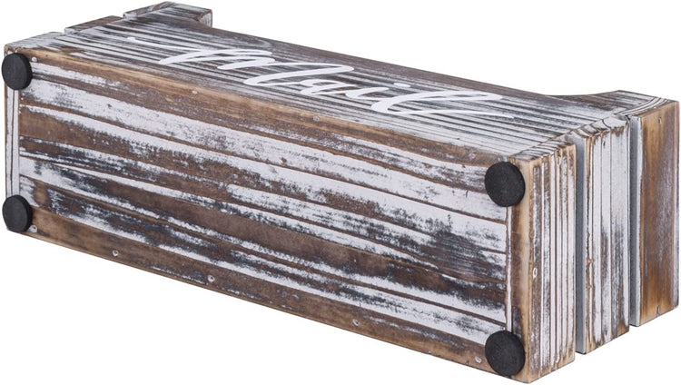 Torched Wood Mail Holder, Office Desktop Crate Organizer with Cursive Writing "Mail" Label-MyGift