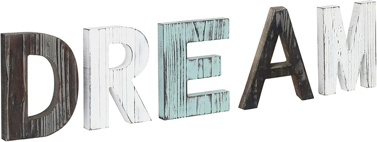 Rustic Multicolor Wood DREAM Cutout Letters Decor Sign-MyGift