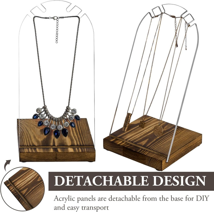Tabletop Clear Acrylic Necklace Holder, Jewelry Easel Stand Retail Display, Set of 2-MyGift