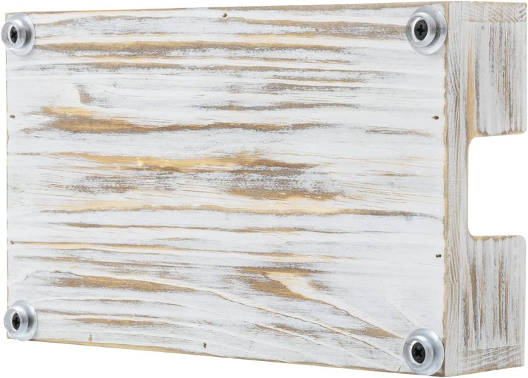 White Washed Solid Wood Bathroom Paper Towel Holder, Napkin Dispenser Vanity Toiletry Tray-MyGift
