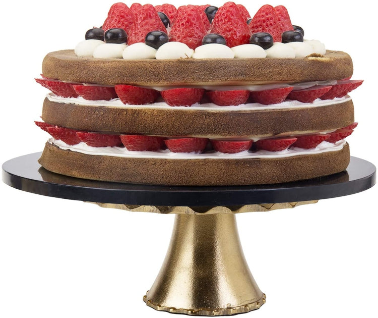 Gold & White Aluminum 8-inch Round Cake Stand, Dessert Display-MyGift