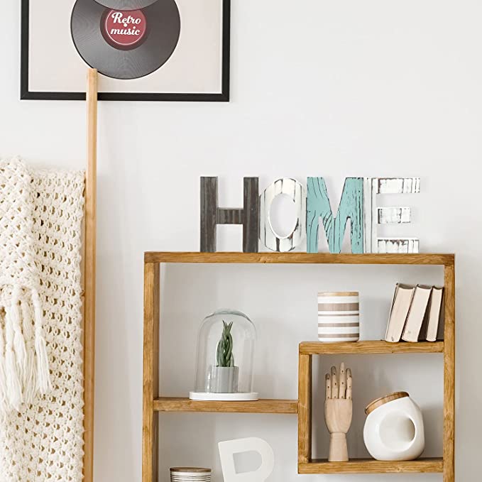 Rustic Home Sign Wall Décor, Galvanized Metal and Burnt Wood Love Letters Sign-MyGift