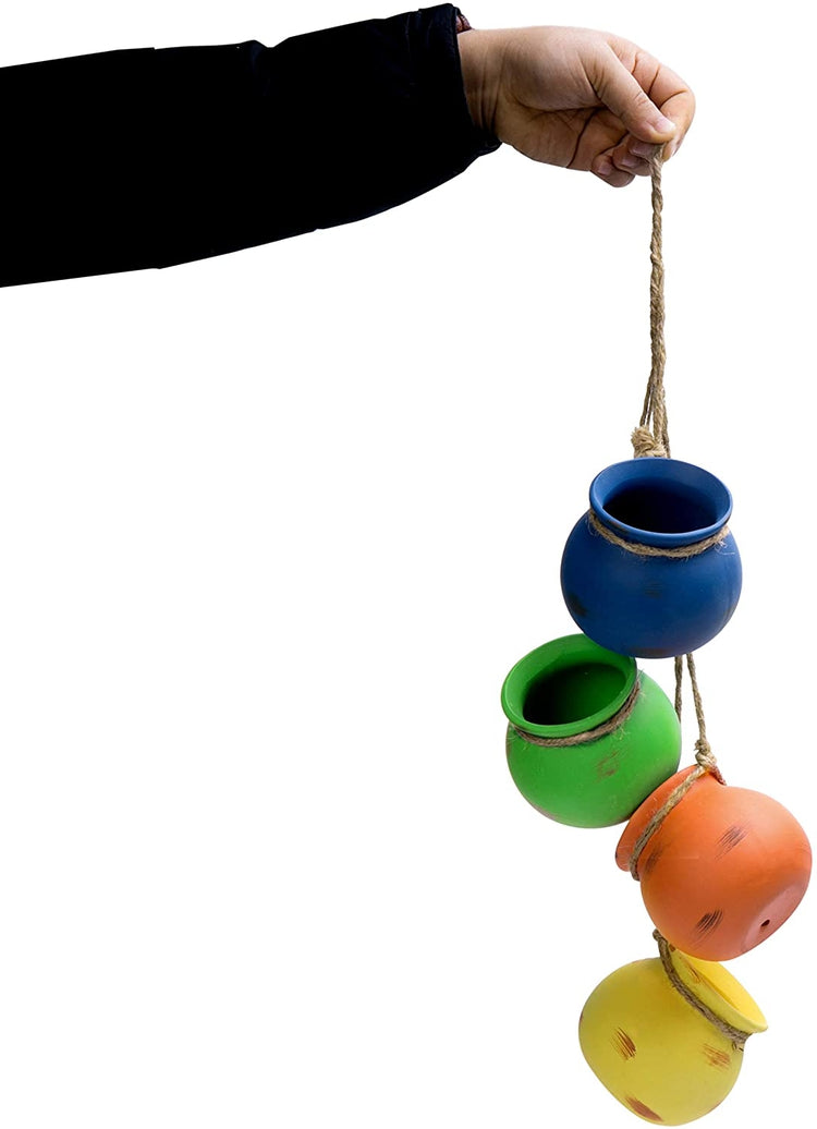 Bunch of 4 Bright Rainbow Hanging Ceramic Pot Planter Set-MyGift