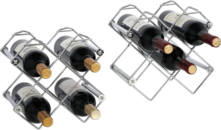 Diamond-Shaped Designer Metal Wire Tabletop Stackable Wine Racks, Set of 2-MyGift