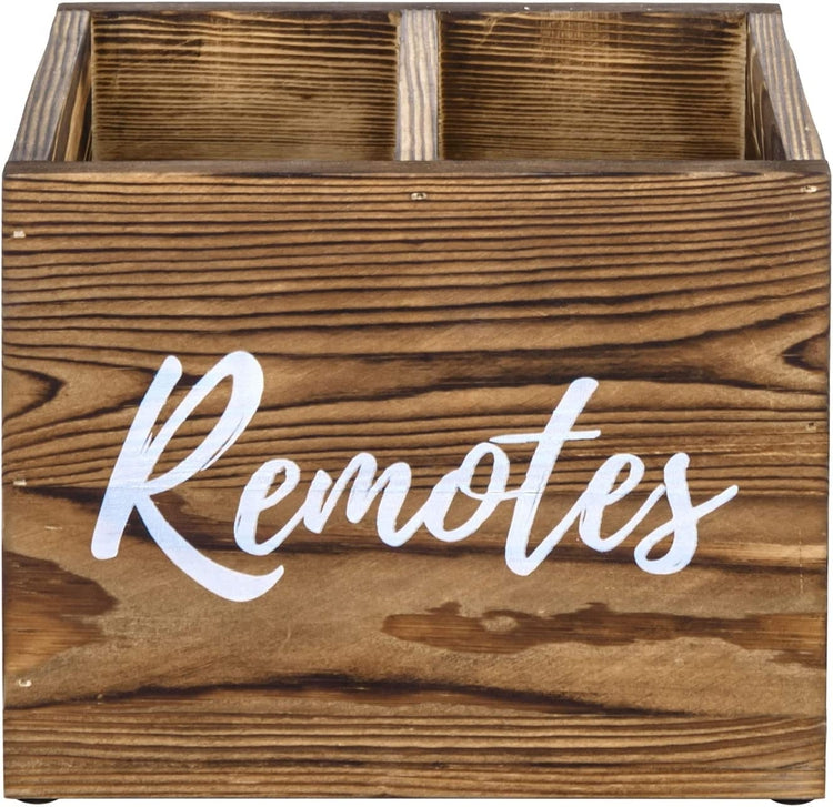 Weathered Remote 2 Slot Weathered Gray Wood Remote Control Holder Caddy, Media Storage ...