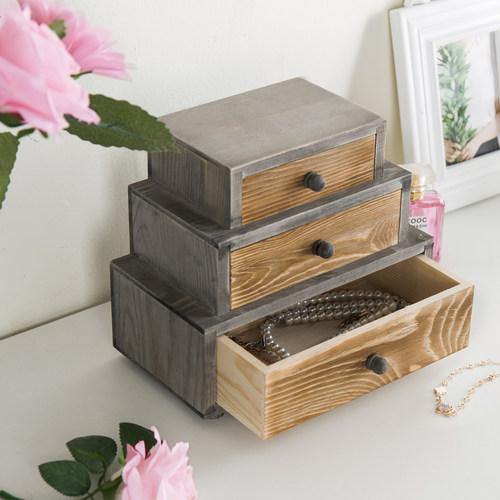 Rustic 3-Drawer Wood Desktop Organizer - MyGift