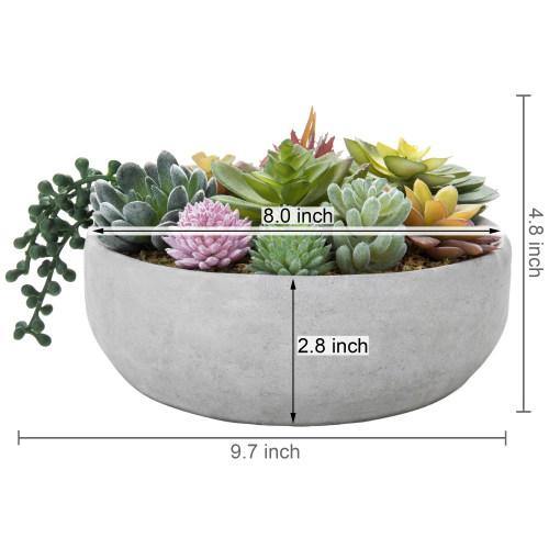 8-Inch Artificial Succulent Plant Arrangement in Concrete Pot - MyGift