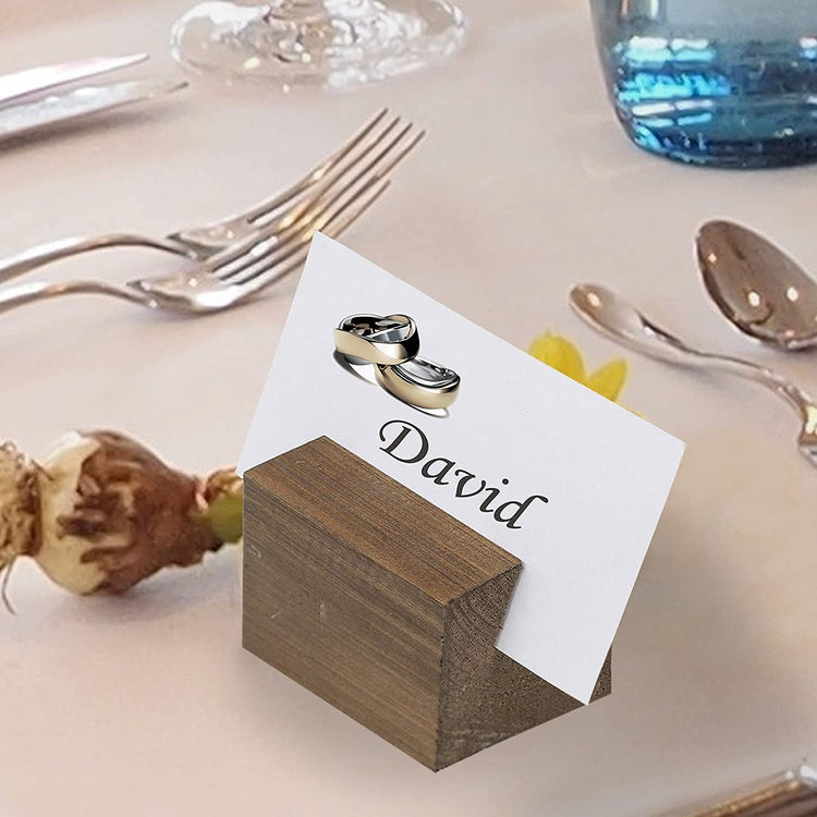 20-Piece Square Brown Wood Business Card and Table Number Holders-MyGift