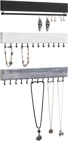 Brass Metal Wall Mounted and Jewelry Organizer Necklace Holder with 6 Hooks,  Set of 2