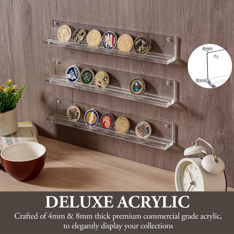 Wall Mounted Clear Acrylic Challenge Coin Holder, Single Row Military –  MyGift