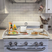 Whitewashed Wood Large Stove Top Cover and Countertop Tray, Noodle Board with Cutout Handles-MyGift