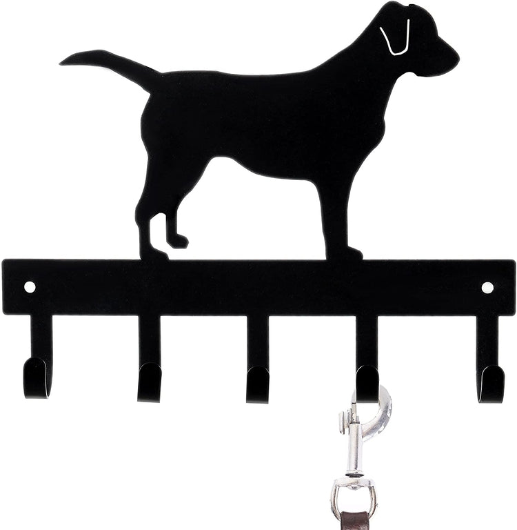 Black Metal Labrador Silhouette Key & Dog Leash Rack, Wall-Mounted-MyGift