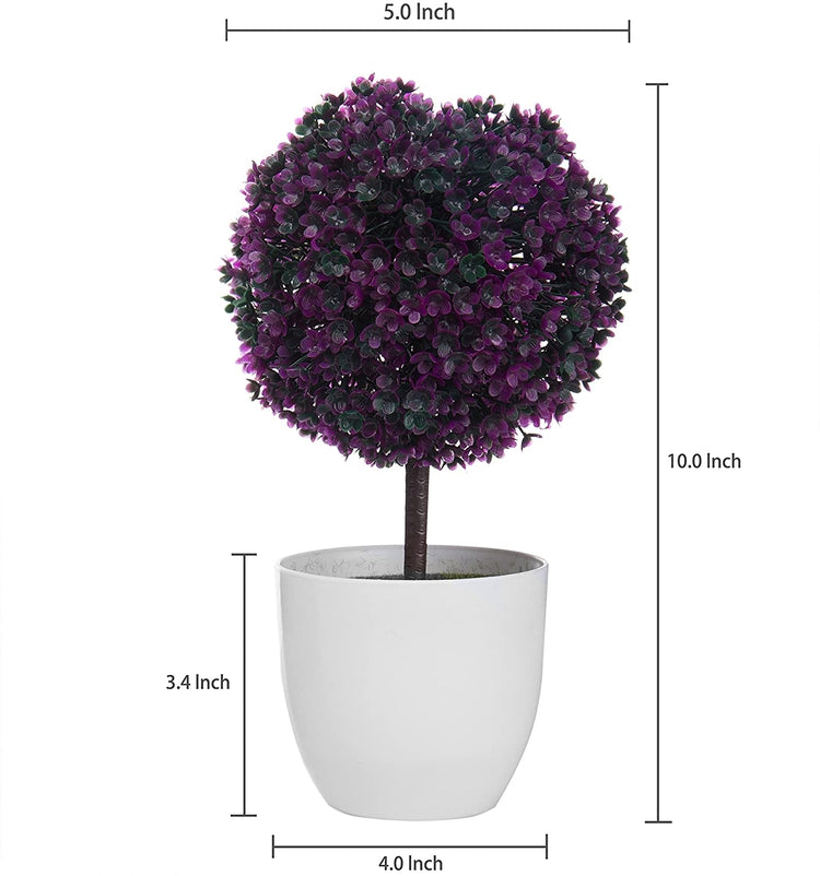 2 Pack of Artificial Purple Topiary Plant in White Planter Pots, Fake Plant or Faux Plant or Home or Office-MyGift