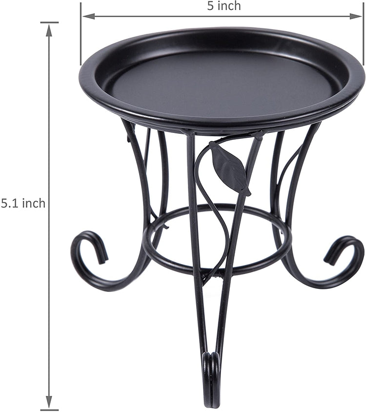 Black Iron Scrollwork Desktop Plant Display Stand, Tabletop Pillar Candleholder, 5 Inch Size-MyGift