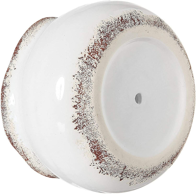 Set of 2, White Ceramic Succulent 5-Inch Planter Bowl with Rustic Rim-MyGift