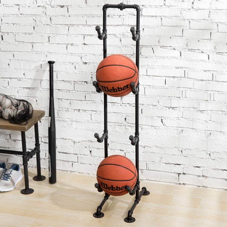 4-Tier Industrial Black Metal Pipe Indoor Outdoor Basketball