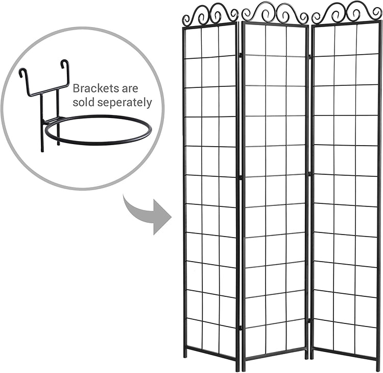 Black Metal Wire Trellis Divider Screen w/ 3 Panels-MyGift