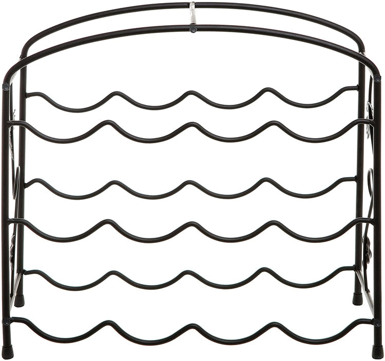 12-Bottle Black Metal Grapevine Design Countertop Wine Bottle Storage Rack-MyGift
