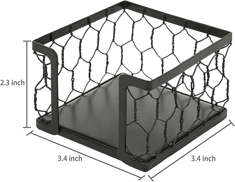 Black Metal Chicken Wire Mesh Sticky Note Dispenser, Office Memo Pad Holder-MyGift