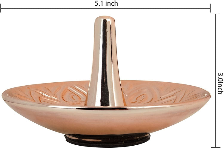 Copper-Tone Ceramic Heart Design Ring Dish-MyGift