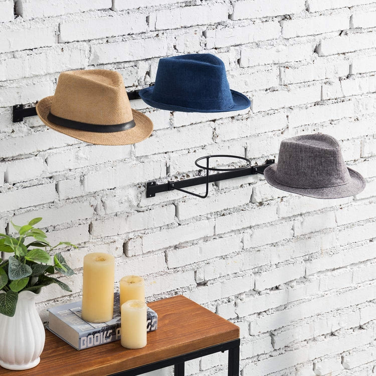 Set of 2 Wall Mounted Hat Racks, Modern Matte Black Metal Wire Holder Stand-MyGift