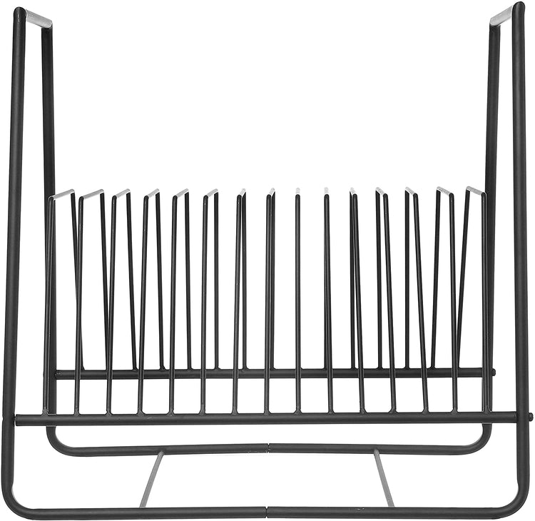 Matte Black Metal Vinyl Record Display Organizer Stand, Media Storage Holder Rack with 16 Slots-MyGift