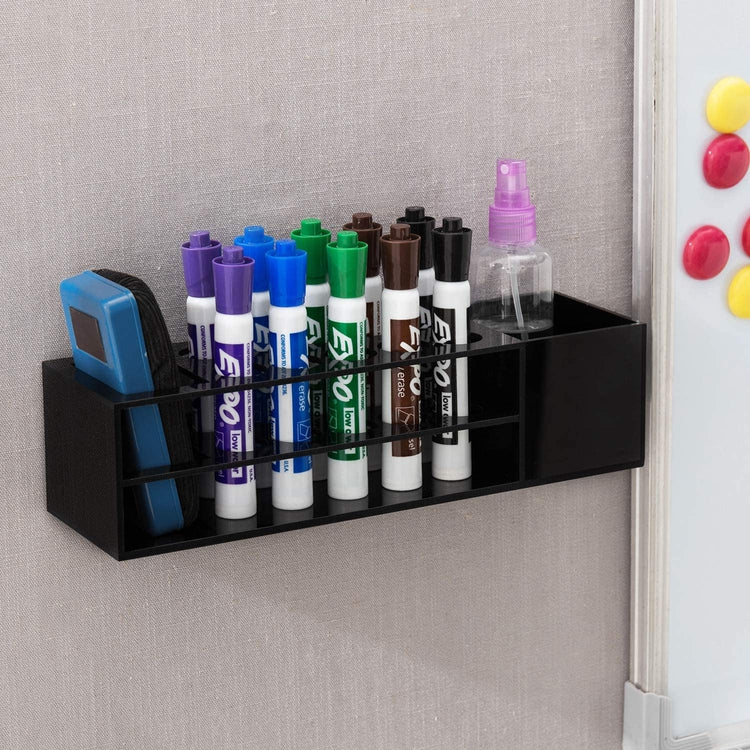 Wall Mounted Black Dry Erase Marker and Whiteboard Eraser Holder Rack ...