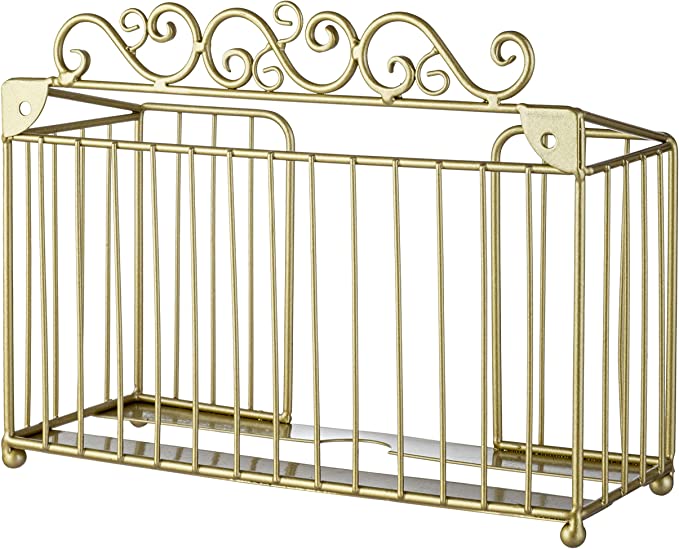 Brass Tone Metal Bathroom Paper Towel Holder with Scrollwork Design, Napkin Dispenser Rack-MyGift