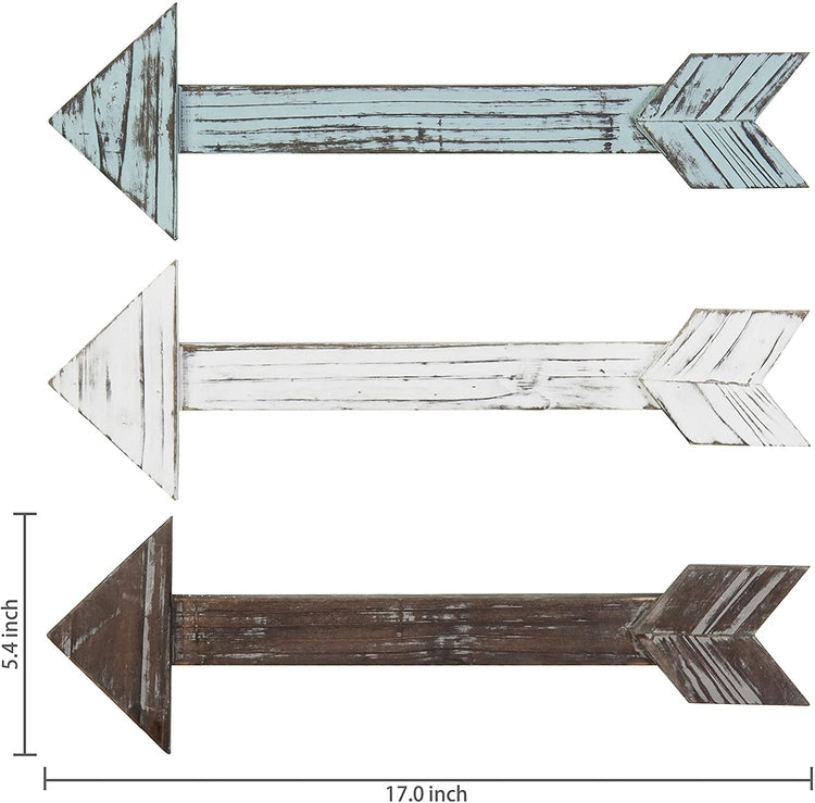 Set of 3, Decorative Wall-Mounted Rustic Multi-Colored Wood Arrows-MyGift