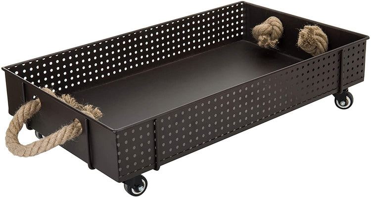 Industrial Brown Metal Rolling Shoe Cart, Rolling Planter Storage and Display-MyGift