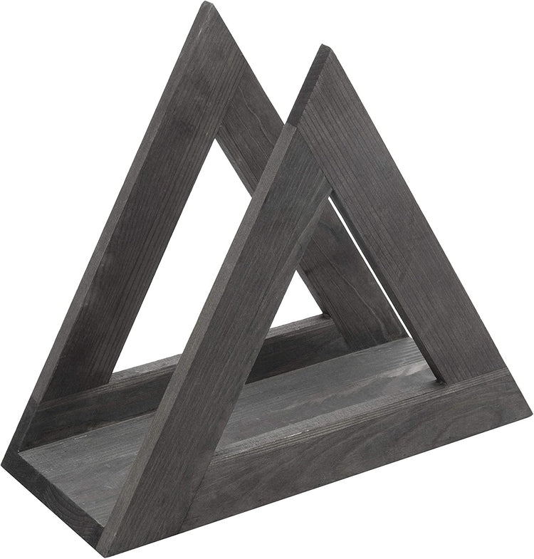 Grey Wood Triangle Wall Mounted Vinyl Record Storage Holder, Media Display Rack-MyGift