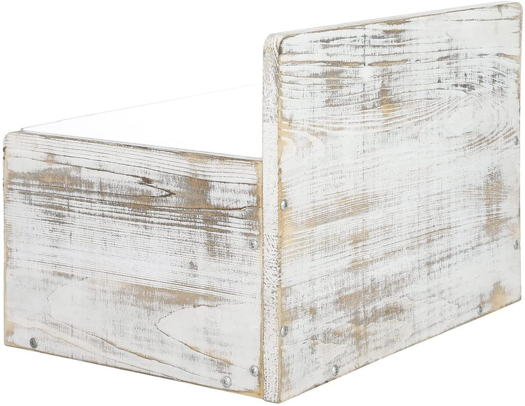 Whitewashed Wood Vinyl LP Record Album Holder Storage Crate with Clear Premium Acrylic Front Panel-MyGift