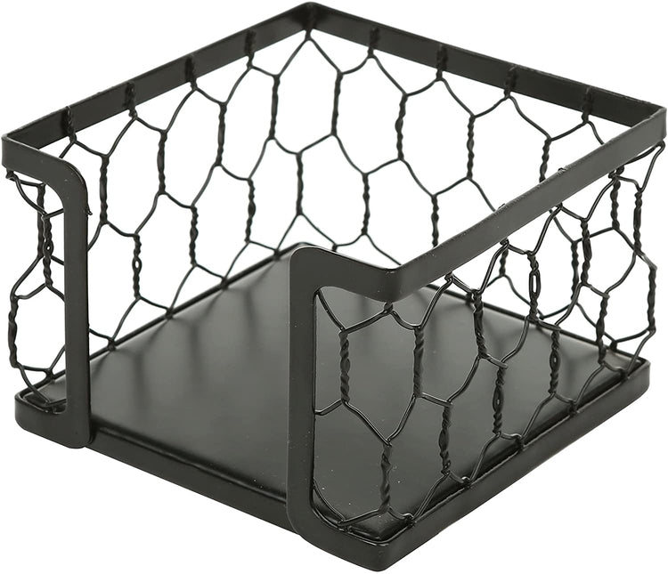 Black Metal Chicken Wire Mesh Sticky Note Dispenser, Office Memo Pad Holder-MyGift