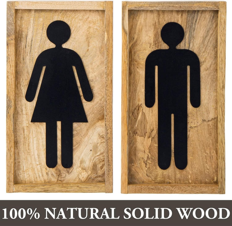 Decorative Bathroom Mens Womens Hanging Signs, Black Metal Cutout Male Female Symbol, 2 Piece Set-MyGift