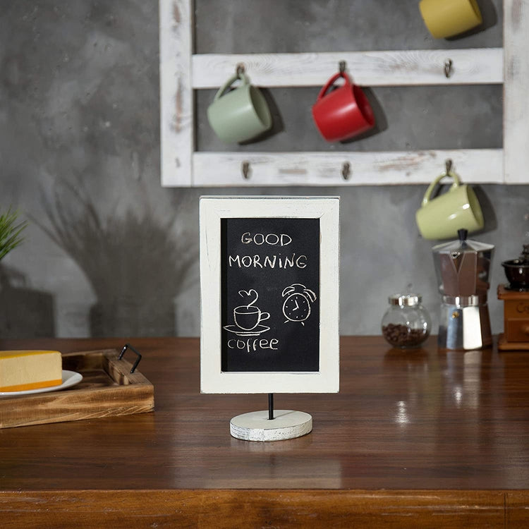 12-Inch Tabletop White Wood Vertical or Horizontal Framed Chalkboard Sign-MyGift