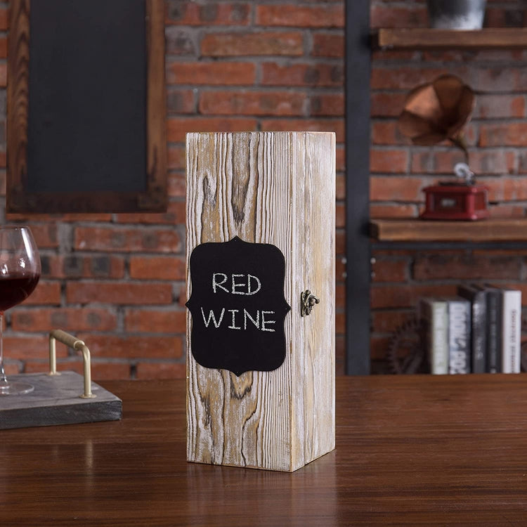 Whitewashed Wood Wine Gift Box with Chalkboard Label MyGift