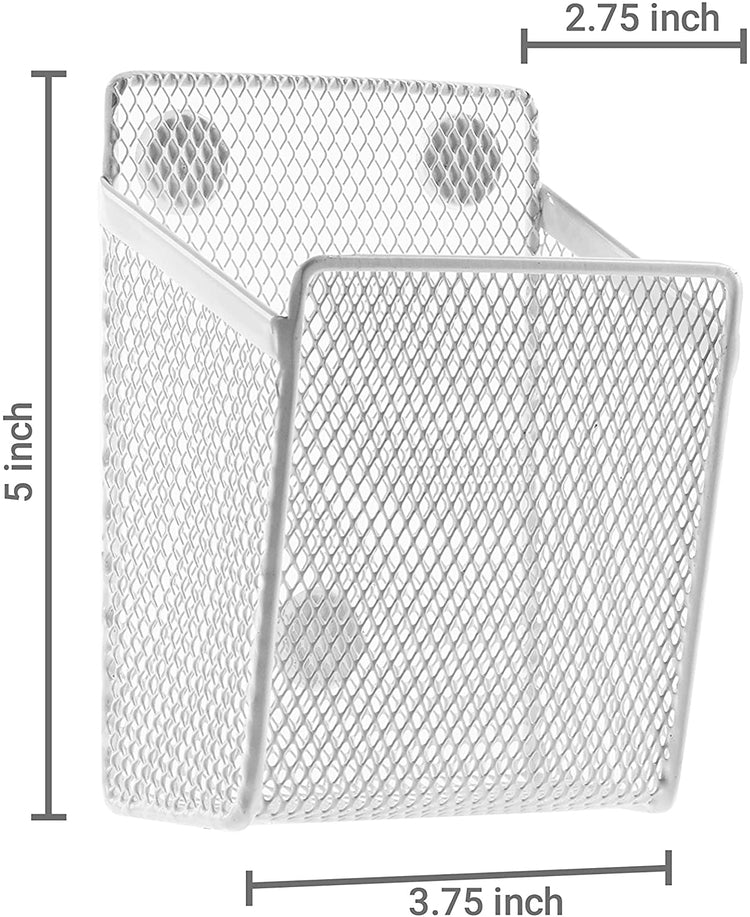 Set of 3, White Wire Mesh Magnetic Storage Baskets, Office Supply Organizers-MyGift