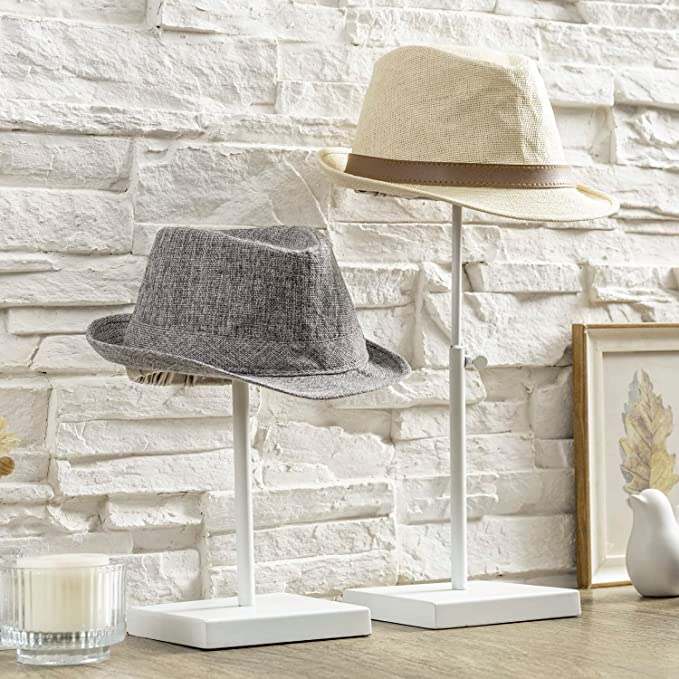 Table Hat Rack, Wig Display Holder with Fabric Covered Dom and Adjustable Height, Set of 2-MyGift