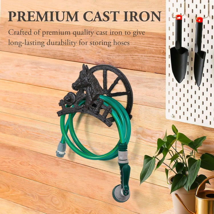 Wall Mounted Black Metal Garden Hose Reel, Decorative Frontier Themed –  MyGift