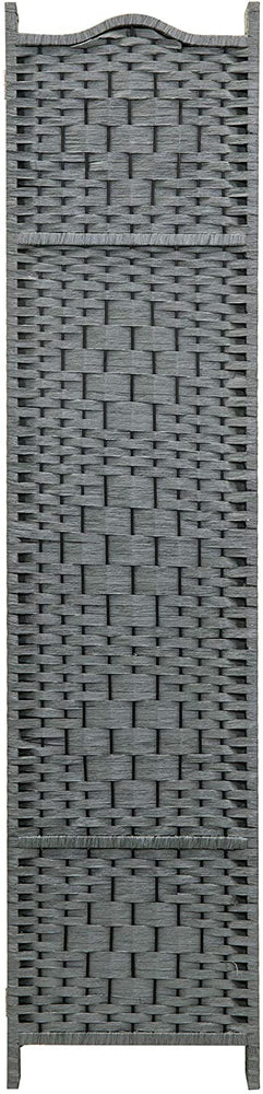 Dark Brown Freestanding Bamboo Woven Textured 4-Panel Partition Room Divider Folding Privacy Screen-MyGift