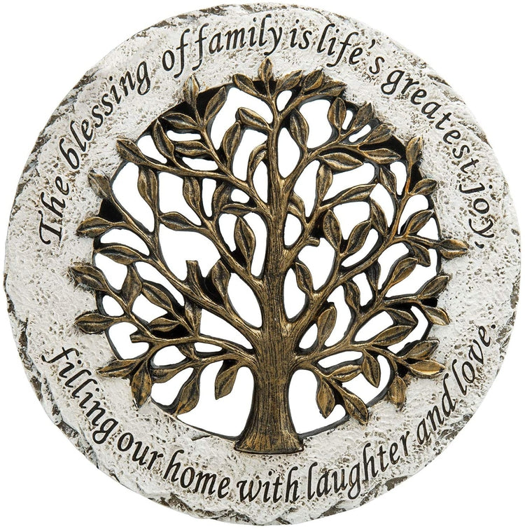 Resin Outdoor Stepping Garden Stone, Decorative Wall Decor with Life Family Tree and Quote-MyGift