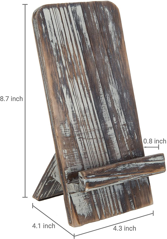 Rustic Barnwood Smartphone Dock Charging Stand, Desktop Cell Phone Cradle, Brown-MyGift