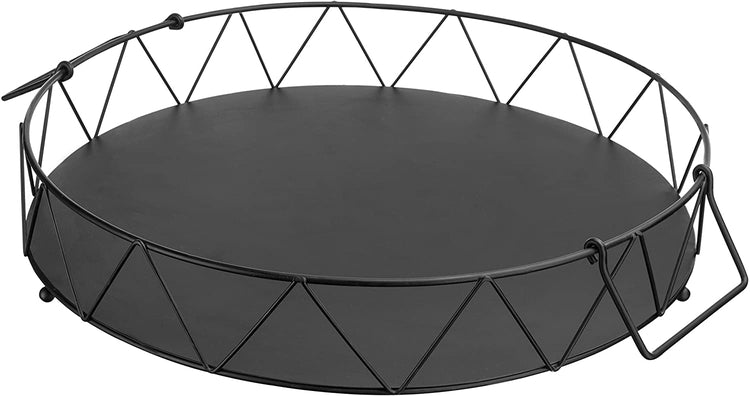 Geometric Metal Wire Round Serving Tray with Handles-MyGift
