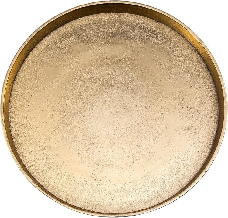 Gold Tone Cast Aluminum Round Serving Tray, Decorative Tabletop Centerpiece Base-MyGift