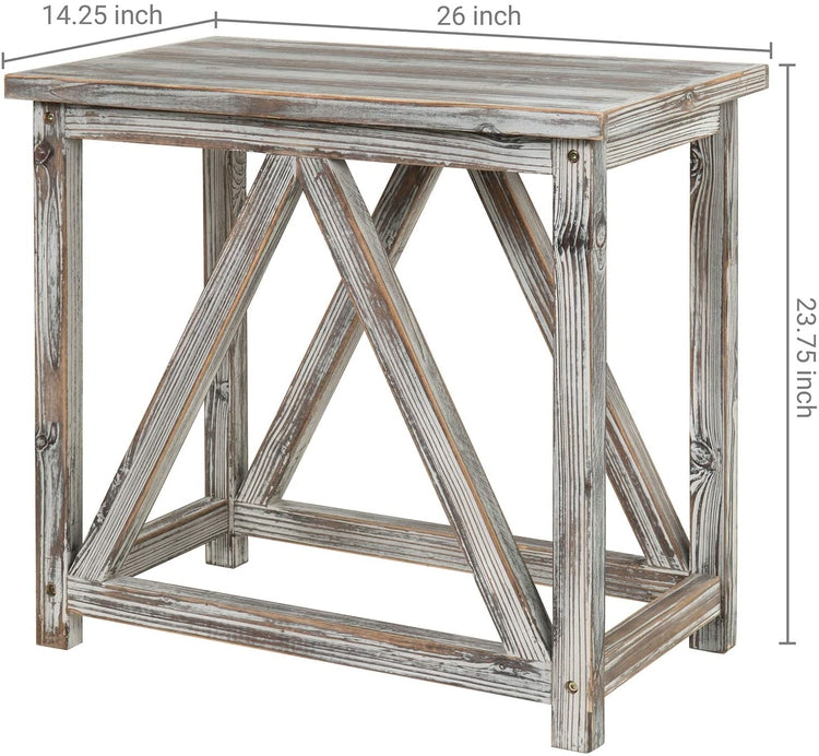 26 x 14 inch Torched Wood Rectangular Accent Side End Table-MyGift
