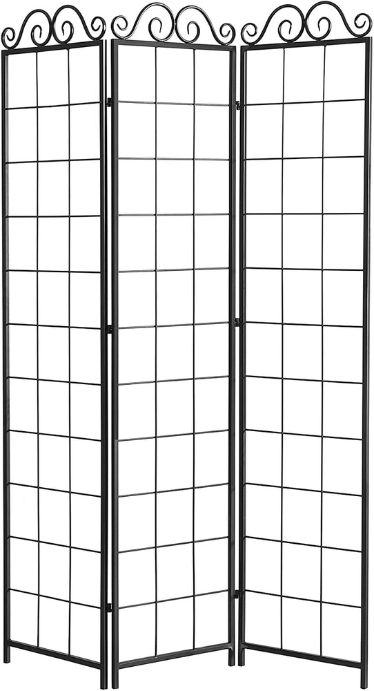 Black Metal Wire Trellis Divider Screen w/ 3 Panels-MyGift