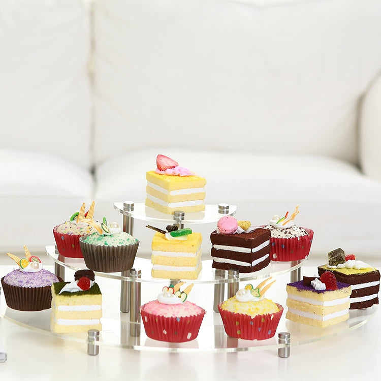 3-Tier Clear Acrylic Half Circle Cupcake Stand, Tabletop Display Riser-MyGift