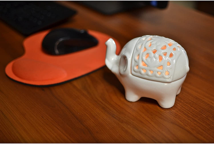 Decorative White Elephant Tea Light Candle Holder-MyGift