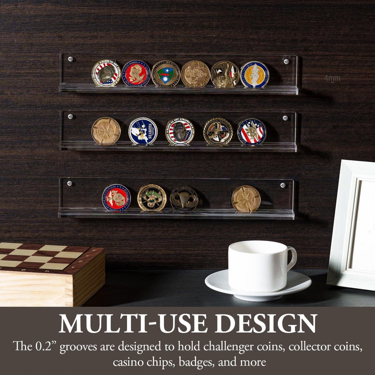 Wall Mounted Clear Acrylic Challenge Coin Holder, Single Row Military –  MyGift